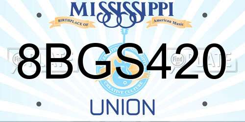 8BGS420 Mississippi License Plate