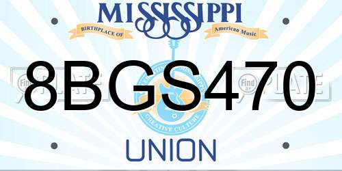 8BGS470 Mississippi License Plate