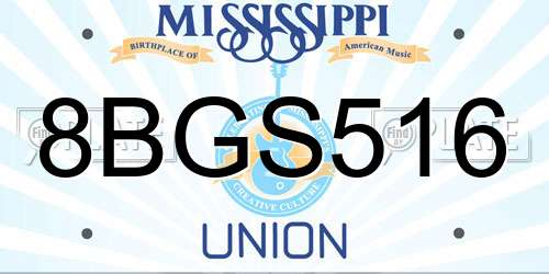 8BGS516 Mississippi License Plate