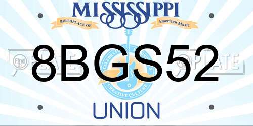 8BGS52 Mississippi License Plate