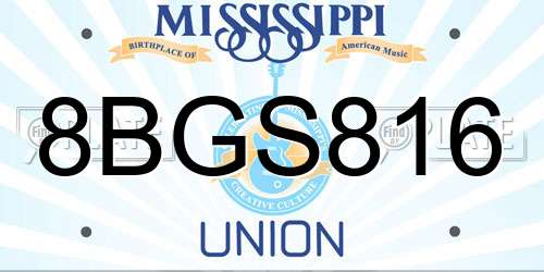 8BGS816 Mississippi License Plate