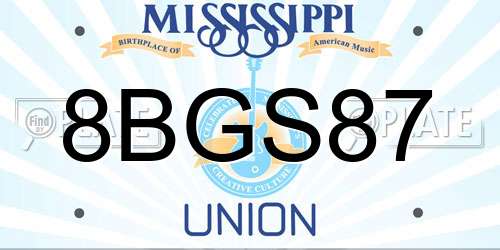 8BGS87 Mississippi License Plate
