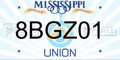 8BGZ01 Mississippi License Plate