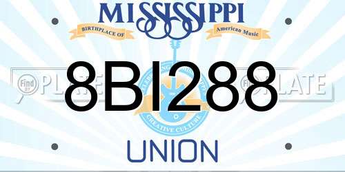8BI288 Mississippi License Plate