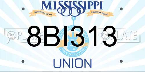 8BI313 Mississippi License Plate