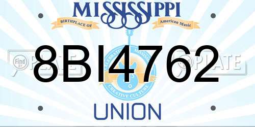 8BI4762 Mississippi License Plate