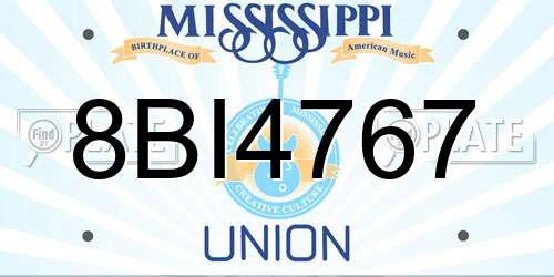 8BI4767 Mississippi License Plate