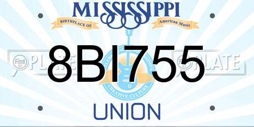 8BI755 Mississippi License Plate