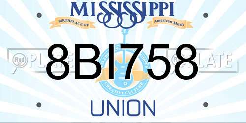 8BI758 Mississippi License Plate