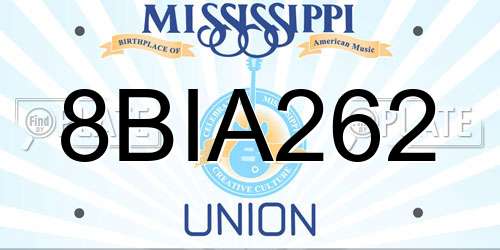 8BIA262 Mississippi License Plate