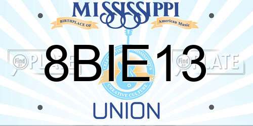 8BIE13 Mississippi License Plate