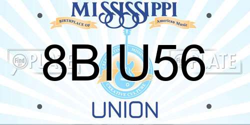 8BIU56 Mississippi License Plate