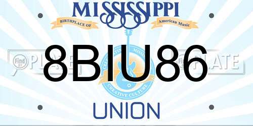 8BIU86 Mississippi License Plate