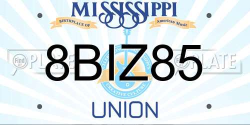 8BIZ85 Mississippi License Plate