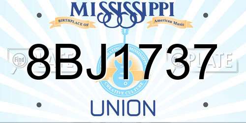 8BJ1737 Mississippi License Plate