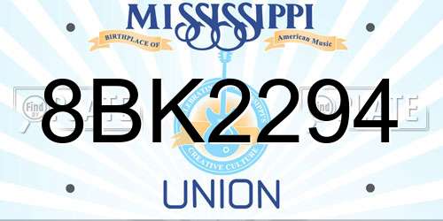 8BK2294 Mississippi License Plate