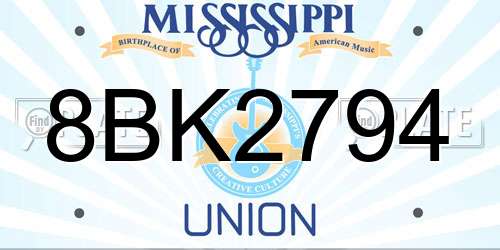 8BK2794 Mississippi License Plate
