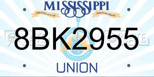 8BK2955 Mississippi License Plate