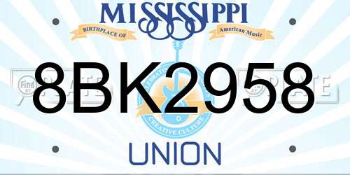 8BK2958 Mississippi License Plate