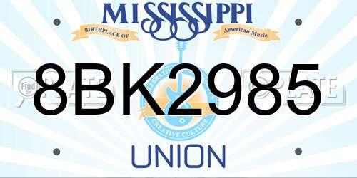 8BK2985 Mississippi License Plate