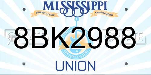 8BK2988 Mississippi License Plate