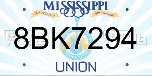 8BK7294 Mississippi License Plate