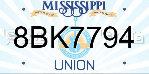 8BK7794 Mississippi License Plate