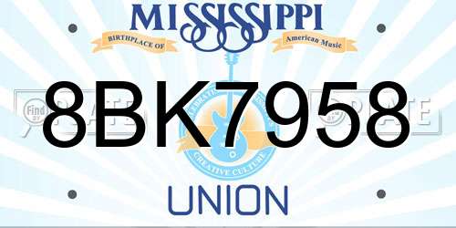 8BK7958 Mississippi License Plate