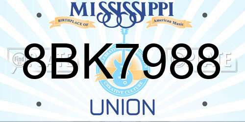 8BK7988 Mississippi License Plate