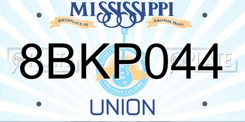 8BKP044 Mississippi License Plate