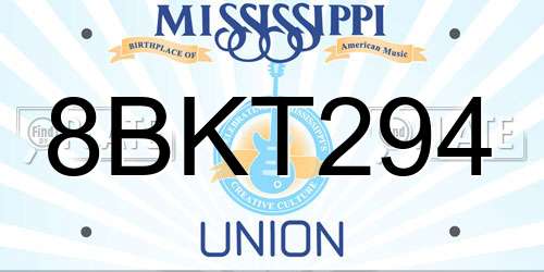 8BKT294 Mississippi License Plate