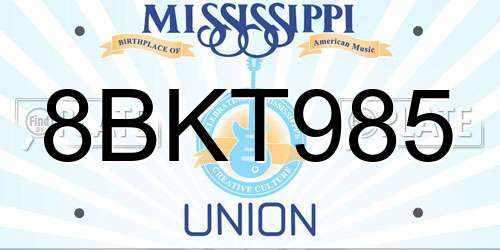 8BKT985 Mississippi License Plate