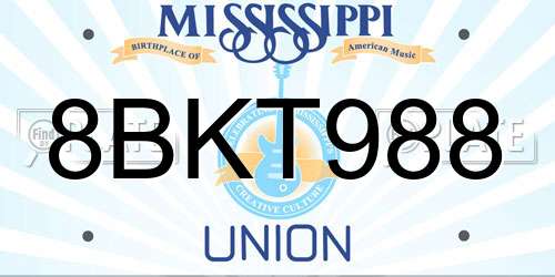 8BKT988 Mississippi License Plate
