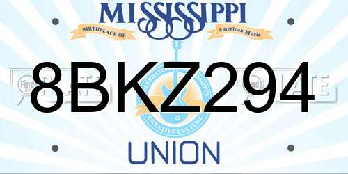 8BKZ294 Mississippi License Plate