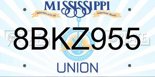 8BKZ955 Mississippi License Plate