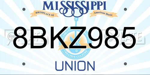8BKZ985 Mississippi License Plate