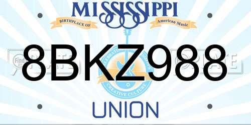8BKZ988 Mississippi License Plate