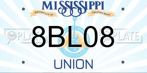 8BL08 Mississippi License Plate