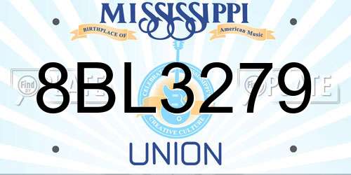 8BL3279 Mississippi License Plate