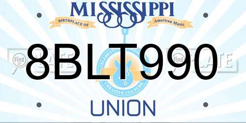 8BLT990 Mississippi License Plate