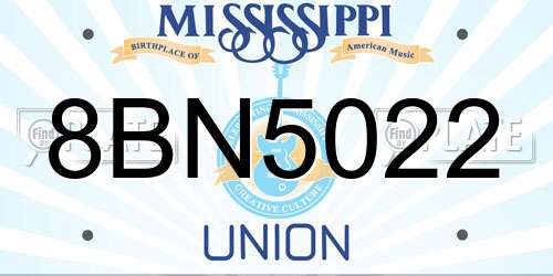 8BN5022 Mississippi License Plate
