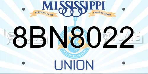 8BN8022 Mississippi License Plate