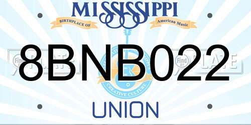 8BNB022 Mississippi License Plate