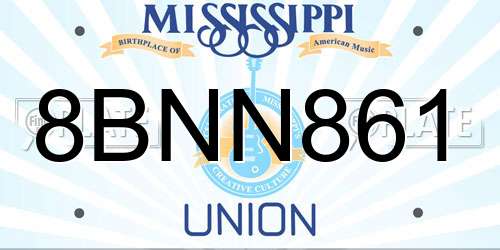 8BNN861 Mississippi License Plate