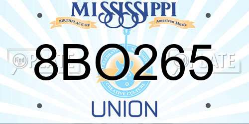 8BO265 Mississippi License Plate
