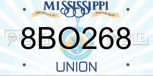 8BO268 Mississippi License Plate