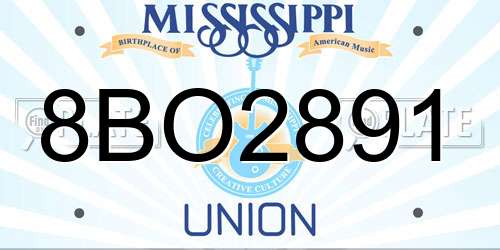 8BO2891 Mississippi License Plate