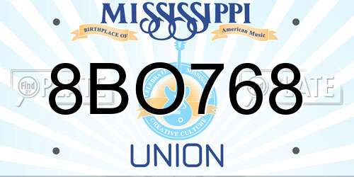 8BO768 Mississippi License Plate