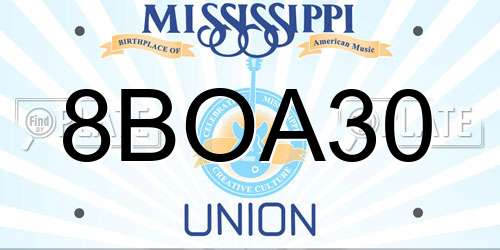 8BOA30 Mississippi License Plate