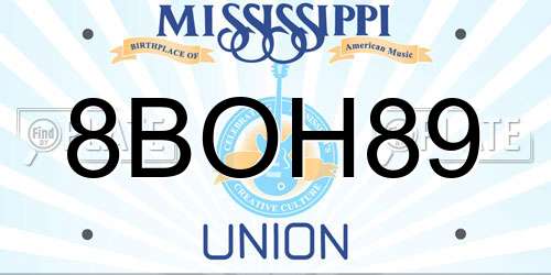 8BOH89 Mississippi License Plate